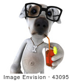 #43095 Royalty-Free (Rf) Clipart Illustration Of A 3d Jack Russell Terrier Dog Mascot Wearing Glasses And Sipping A Beverage - Pose 1