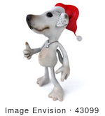#43099 Royalty-Free (Rf) Clipart Illustration Of A 3d Jack Russell Terrier Dog Mascot Wearing A Santa Hat And Giving The Thumbs Up - Pose 2