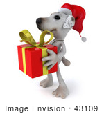 #43109 Royalty-Free (Rf) Clipart Illustration Of A 3d Jack Russell Terrier Dog Mascot Carrying A Christmas Gift - Pose 4