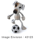 #43123 Royalty-Free (Rf) Clipart Illustration Of A 3d Jack Russell Terrier Dog Mascot Playing Soccer - Pose 3