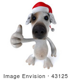 #43125 Royalty-Free (Rf) Clipart Illustration Of A 3d Jack Russell Terrier Dog Mascot Wearing A Santa Hat And Giving The Thumbs Up - Pose 3