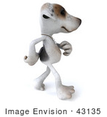 #43135 Royalty-Free (Rf) Clipart Illustration Of A 3d Jack Russell Terrier Dog Mascot Walking To The Right