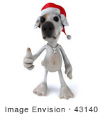 #43140 Royalty-Free (Rf) Clipart Illustration Of A 3d Jack Russell Terrier Dog Mascot Wearing A Santa Hat And Giving The Thumbs Up - Pose 1