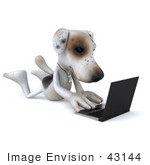 #43144 Royalty-Free (Rf) Clipart Illustration Of A 3d Jack Russell Terrier Dog Mascot With A Laptop - Pose 3