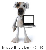 #43149 Royalty-Free (Rf) Clipart Illustration Of A 3d Jack Russell Terrier Dog Mascot With A Laptop - Pose 4