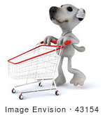 #43154 Royalty-Free (Rf) Clipart Illustration Of A 3d Jack Russell Terrier Dog Mascot Pushing A Shopping Cart - Pose 2