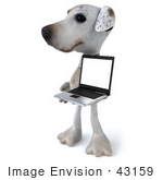 #43159 Royalty-Free (Rf) Clipart Illustration Of A 3d Jack Russell Terrier Dog Mascot With A Laptop - Pose 6