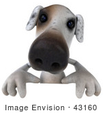 #43160 Royalty-Free (Rf) Clipart Illustration Of A 3d Jack Russell Terrier Dog Mascot Standing Behind A Sign