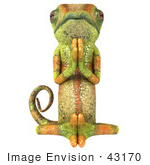 #43170 Royalty-Free (Rf) Clipart Illustration Of A 3d Lizard Chameleon Mascot Meditating - Pose 3