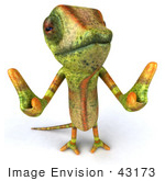 #43173 Royalty-Free (Rf) Clipart Illustration Of A 3d Lizard Chameleon Mascot Giving Two Thumbs Up - Pose 2