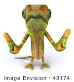#43174 Royalty-Free (Rf) Clipart Illustration Of A 3d Lizard Chameleon Mascot Giving Two Thumbs Up - Pose 1