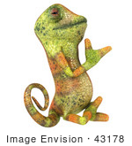 #43178 Royalty-Free (Rf) Clipart Illustration Of A 3d Lizard Chameleon Mascot Meditating - Pose 4
