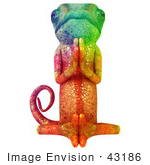 #43186 Royalty-Free (Rf) Illustration Of A 3d Rainbow Colored Chameleon Lizard Mascot Meditating - Pose 1