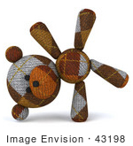 #43198 Royalty-Free (Rf) Illustration Of A 3d Knitted Teddy Bear Mascot Doing A Cartwheel - Version 1