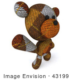 #43199 Royalty-Free (Rf) Illustration Of A 3d Knitted Teddy Bear Mascot Dancing Or Waving