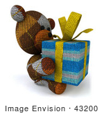 #43200 Royalty-Free (Rf) Illustration Of A 3d Knitted Teddy Bear Mascot Holding A Gift - Pose 5