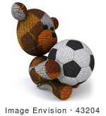 #43204 Royalty-Free (Rf) Clipart Illustration Of A 3d 3d Sock Teddy Bear Character Holding A Soccer Ball - Pose 5