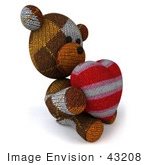 #43208 Royalty-Free (Rf) Illustration Of A 3d Knitted Teddy Bear Mascot Holding A Stuffed Heart - Pose 5