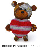 #43209 Royalty-Free (Rf) Illustration Of A 3d Knitted Teddy Bear Mascot Holding A Stuffed Heart - Pose 3