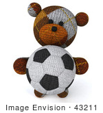 #43211 Royalty-Free (Rf) Clipart Illustration Of A 3d 3d Sock Teddy Bear Character Holding A Soccer Ball - Pose 3