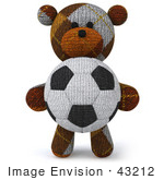 #43212 Royalty-Free (Rf) Clipart Illustration Of A 3d 3d Sock Teddy Bear Character Holding A Soccer Ball - Pose 1