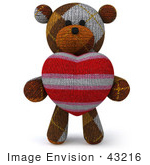 #43216 Royalty-Free (Rf) Illustration Of A 3d Knitted Teddy Bear Mascot Holding A Stuffed Heart - Pose 1