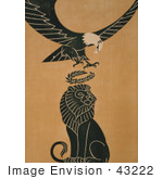 #43222 Rf Illustration Of A World War I Poster Of A Bald Eagle Dropping A Victory Wreath On A Lion&Rsquo;S Head