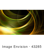 #43285 Royalty-Free (Rf) Illustration Of A Green And Yellow Fractal Swoosh Background On Black