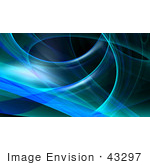 #43297 Royalty-Free (Rf) Illustration Of A Blue Fractal Swoosh Background On Black Version 1