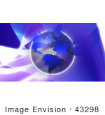 #43298 Royalty-Free (Rf) Illustration Of Earth With Blue Continents Over A Blue And Purple Background