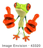 #43320 Royalty-Free (Rf) Illustration Of A Cute 3d Red Eye Tree Frog Giving Two Thumbs Up