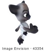 #43354 Royalty-Free (Rf) Clipart Illustration Of A 3d Siamese Cat Mascot Facing Right And Giving The Thumbs Up