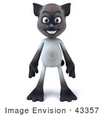 #43357 Royalty-Free (Rf) Clipart Illustration Of A 3d Siamese Cat Mascot Standing And Facing Front