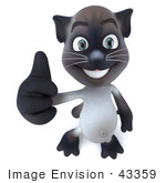 #43359 Royalty-Free (Rf) Clipart Illustration Of A 3d Siamese Cat Mascot Holding His Thumb Up