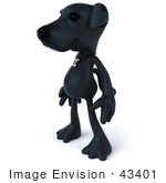 #43401 Royalty-Free (Rf) Illustration Of A 3d Black Lab Mascot Standing And Facing Left