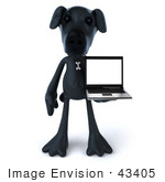 #43405 Royalty-Free (Rf) Illustration Of A 3d Black Lab Mascot With A Laptop - Version 3
