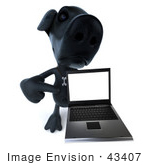 #43407 Royalty-Free (Rf) Illustration Of A 3d Black Lab Mascot With A Laptop - Version 6