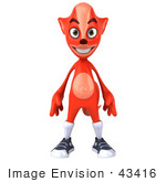 #43416 Royalty-Free (Rf) Illustration Of A 3d Red Fox Mascot Wearing Socks And Shoes Standing And Facing Front