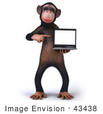 #43438 Royalty-Free (Rf) Illustration Of A 3d Chimpanzee Mascot Holding A Laptop - Version 2