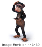 #43439 Royalty-Free (Rf) Illustration Of A 3d Chimpanzee Mascot Holding A Laptop - Version 7