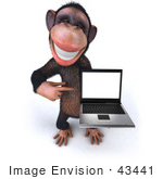 #43441 Royalty-Free (Rf) Illustration Of A 3d Chimpanzee Mascot Holding A Laptop - Version 4