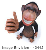 #43442 Royalty-Free (Rf) Illustration Of A 3d Chimpanzee Mascot Giving The Thumbs Up - Pose 1