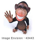 #43443 Royalty-Free (Rf) Illustration Of A 3d Chimpanzee Mascot Waving - Pose 3