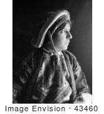 #43460 Rf Stock Photo Of A Black And White Profile Portrait Of A Ramallah Woman Wearing A Dowry Coin Headdress
