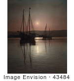 #43484 Rf Stock Photo Of Two Silhouetted Ships At Sunset On The Sea Of Galilee Israel