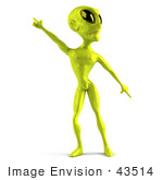 #43514 Royalty-Free (Rf) Illustration Of A 3d Green Alien Dancing - Pose 1