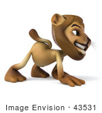 #43531 Royalty-Free (Rf) Illustration Of A 3d Lion Mascot Walking On All Fours - Pose 3