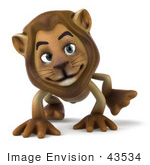 #43534 Royalty-Free (Rf) Illustration Of A 3d Lion Mascot Walking On All Fours - Pose 2