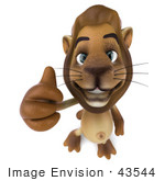 #43544 Royalty-Free (Rf) Illustration Of A 3d Lion Mascot Giving The Thumbs Up - Pose 3
