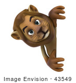 #43549 Royalty-Free (Rf) Illustration Of A 3d Lion Mascot Looking Around A Blank Sign